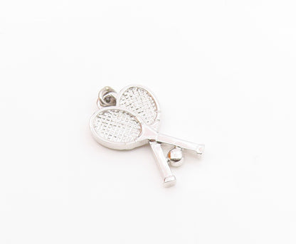 925 Sterling Silver Vintage Double Tennis Racket Sports Charm Pendant  PT20525