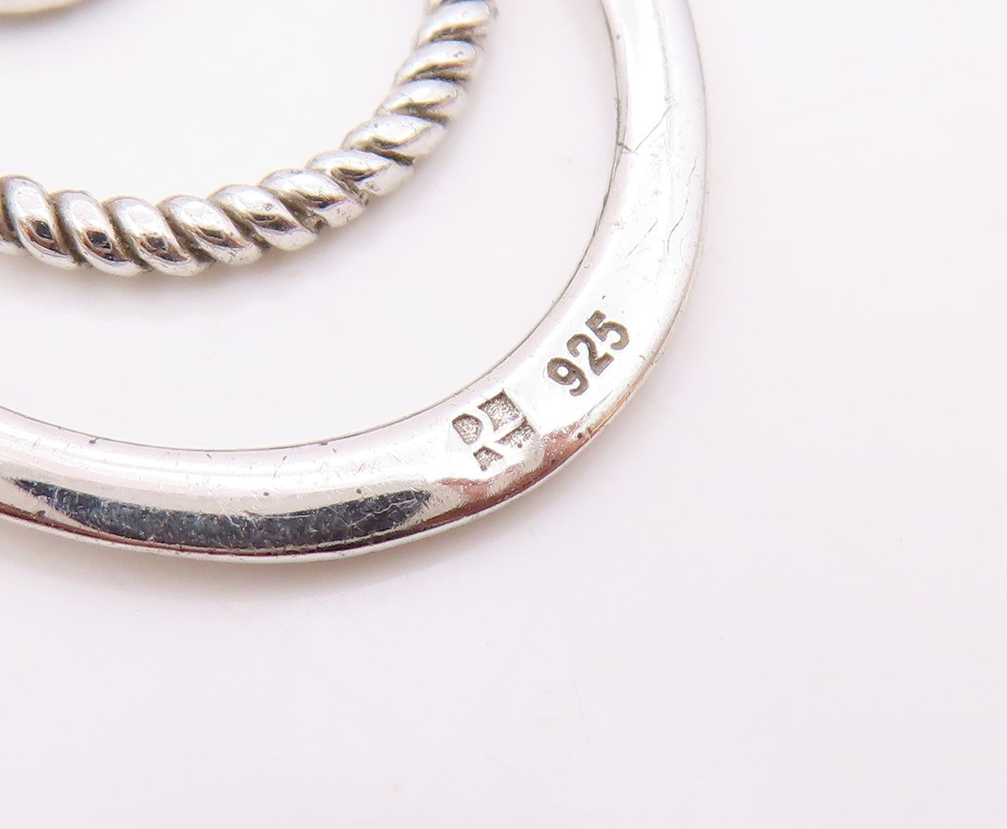 925 Silver  Vintage Graduated Open Oval Genuine Diamonds Pendant  PT20879