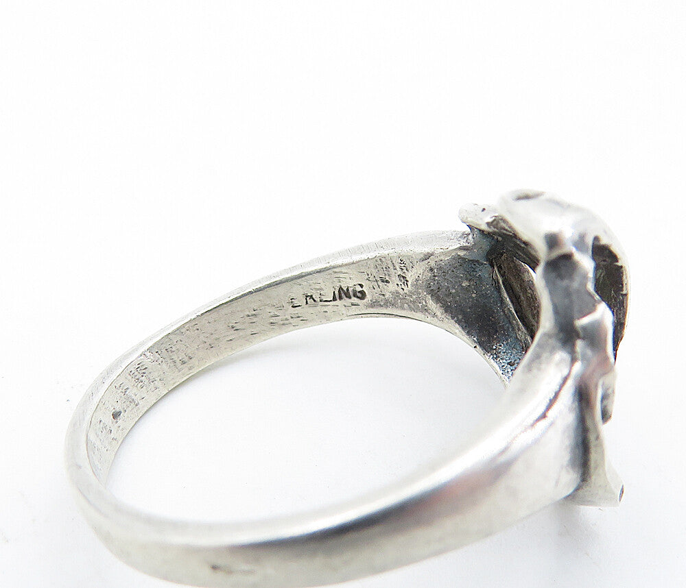 925 Sterling Silver  Vintage Diamond Cut Detail Swirl Band Ring Sz 5.5  RG6463