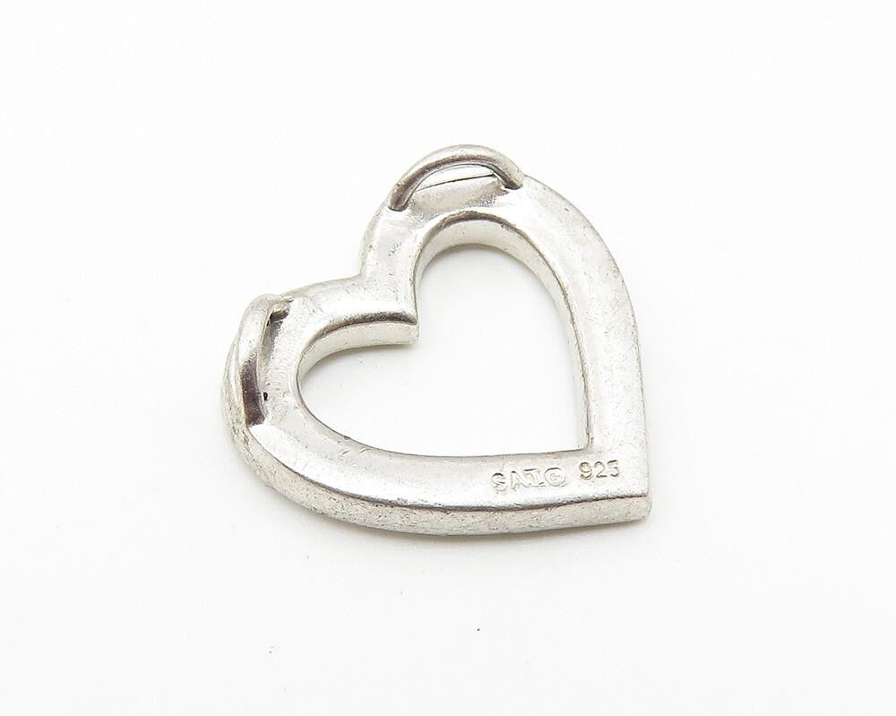 925 Sterling Silver  Shiny Cubic Zirconia Open Love Heart Pendant  PT8313