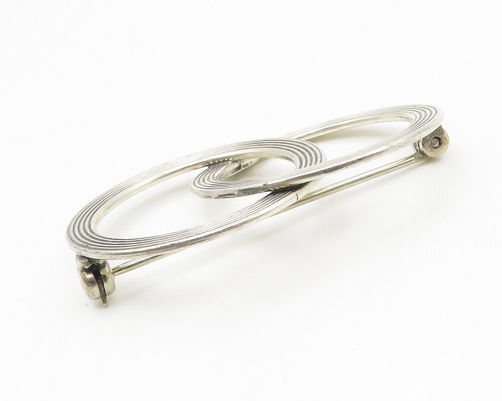 BEAU 925 Sterling Silver  Vintage Open Circles Interlocked Brooch Pin  BP5413