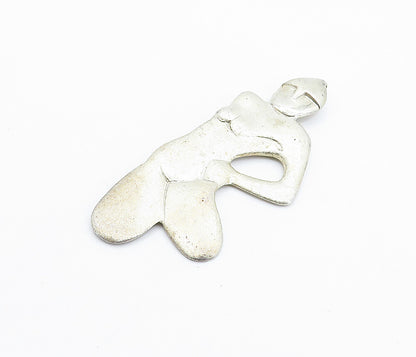 925 Sterling Silver  Vintage Modernist Shiny Woman Figure Pendant  PT4090