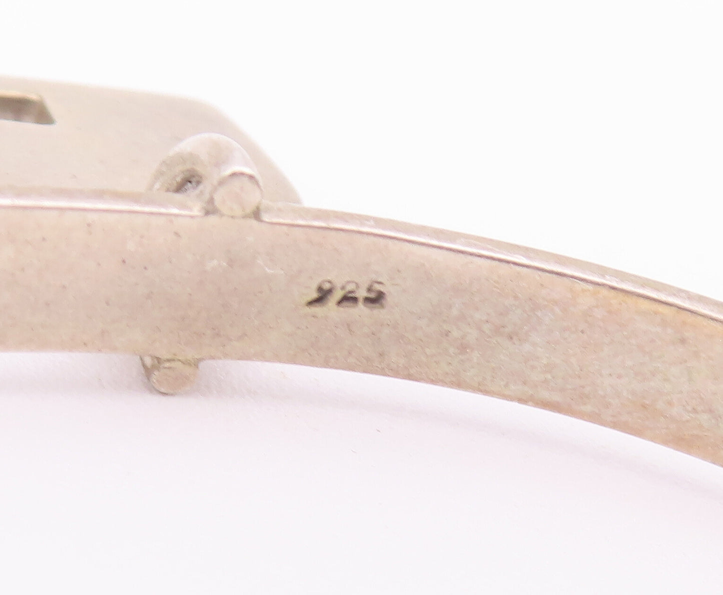 925 Sterling Silver Vintage Bracelet Minimalist Solid Dangling Lock Cuff BT10402