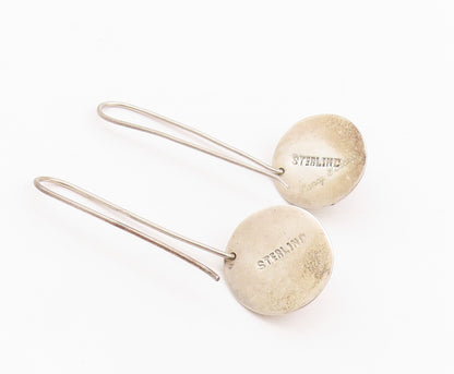 925 Sterling Silver Vintage Earrings NANCY GEDDES Drop Gemstone  EG13620