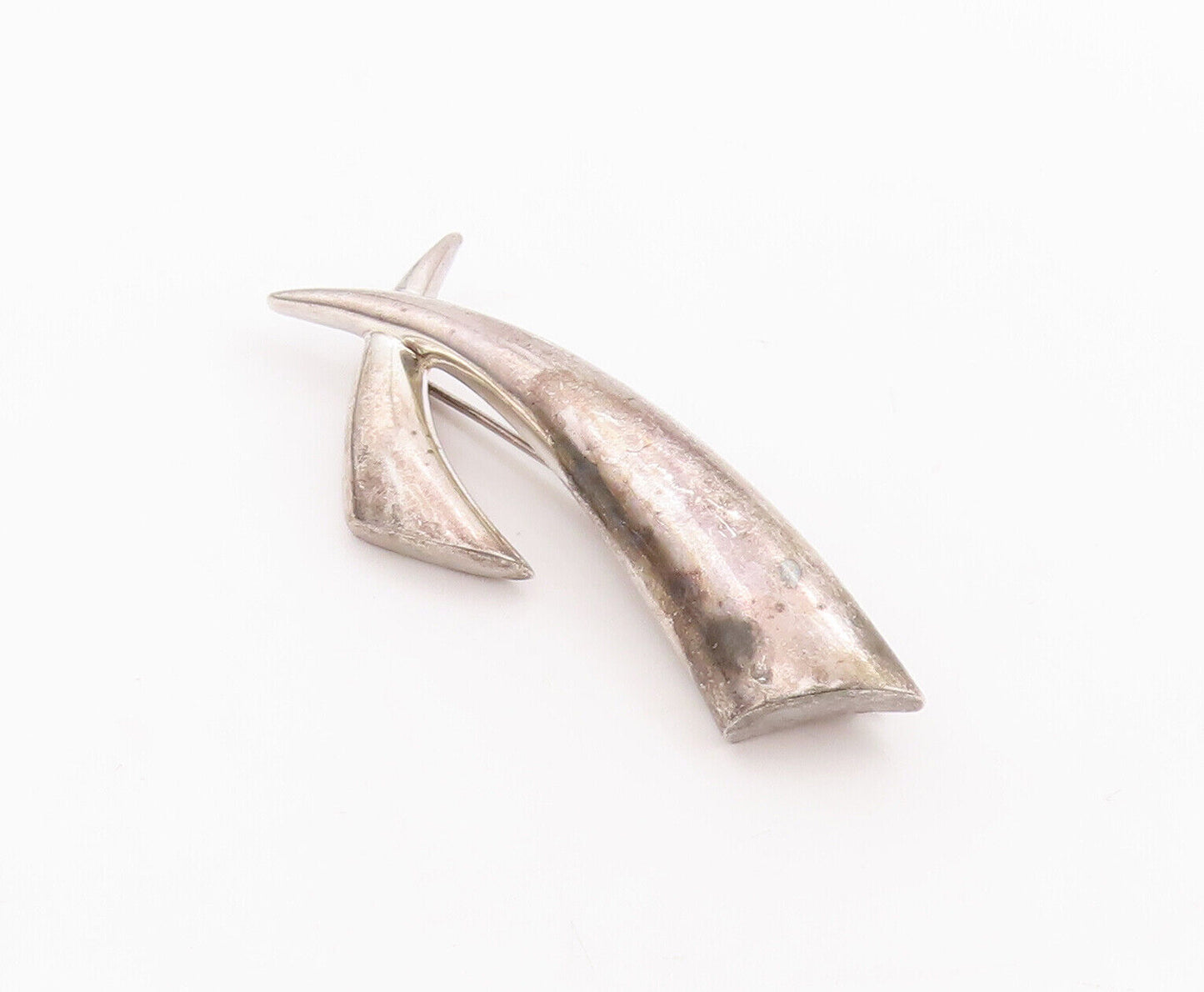 925 Sterling Silver Vintage Brooch Pin KRYPELL Solid Carved Animal Teeth BP10920