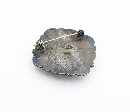 MEXICO 925 Sterling Silver  Vintage Oxidized Floral Twist Brooch Pin  BP1816