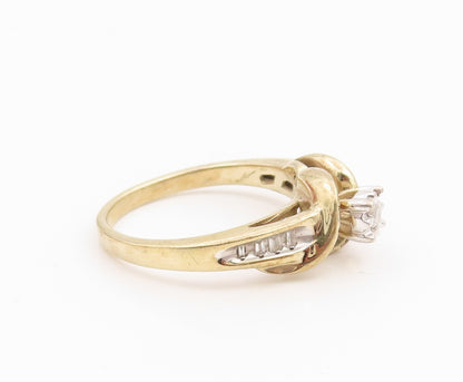 925 Sterling Silver Vintage Ring Gold Plated Real Diamonds Band  Sz 6.5  RG35383