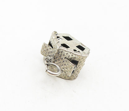 925 Sterling Silver  Vintage Cutout Detail Bird's House Motif Pendant  PT6702
