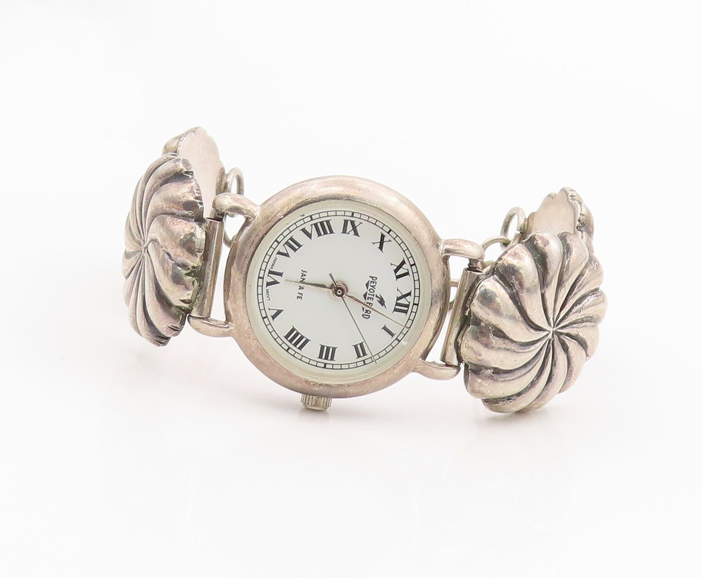 925 Sterling Silver Vintage Watch NAVAJO Dark Tone Floral Etched Band  TR3860