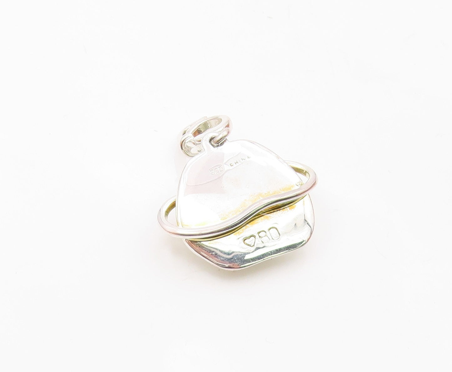925 Sterling Silver  Vintage Shiny Modernist Swirl Design Pendant  PT7576