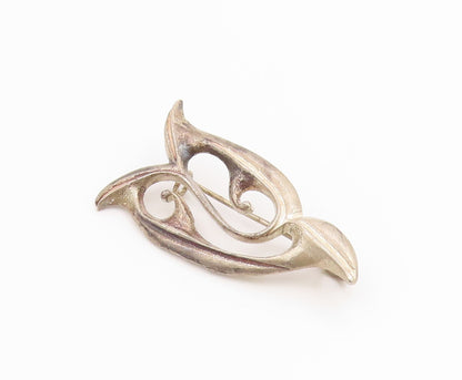 925 Sterling Silver Vintage Brooch Pin EUROPE Floral Calla Lily Motif  BP12451