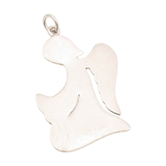 925 Sterling Silver Vintage Pendant Minimalist Guardian Angel Cutout  PT25771