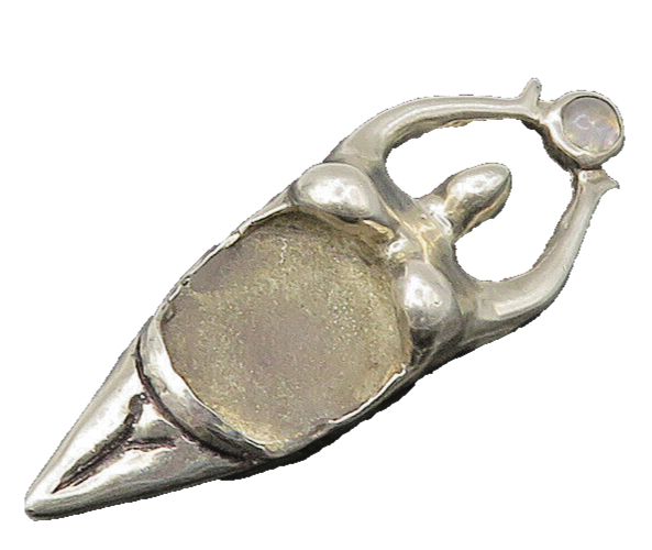 925 Sterling Silver  Vintage Moonstone Modernist Figure Pendant  PT18136