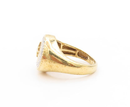 925 Sterling Silver Vintage Ring Gold Plated CZ Inlay Moon & Star  Sz 7  RG32771