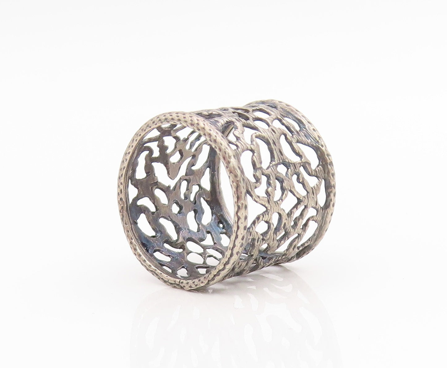 925 Sterling Silver Vintage Ring Intricate Openwork Wide Band  Sz 6.5  RG34560
