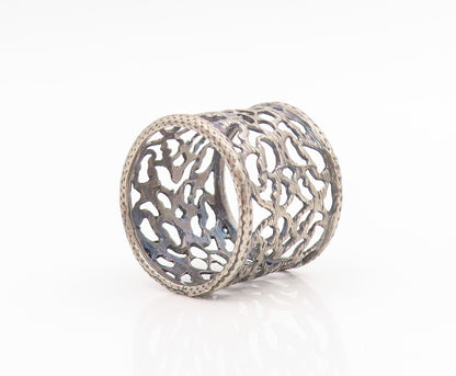 925 Sterling Silver Vintage Ring Intricate Openwork Wide Band  Sz 6.5  RG34560