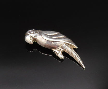 925 Sterling Silver  Vintage Sculpted Hollow Parrot Bird Brooch Pin  BP9768