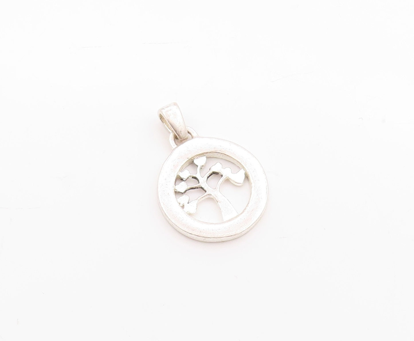 925 Sterling Silver Vintage Pendant Modernist Family love Tree Cutout  PT24669