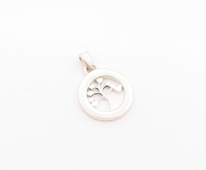 925 Sterling Silver Vintage Pendant Modernist Family love Tree Cutout  PT24669