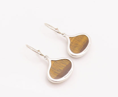 925 Sterling Silver Vintage Earrings WHITNEY KELLY Designer Tiger's Eye  EG12978