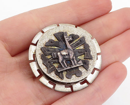 925 Sterling Silver  Vintage Antique Two Tone Alpaca Animal Brooch Pin  BP2264