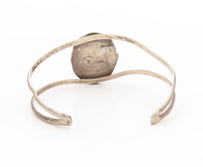 925 Sterling Silver Vintage Bracelet NAVAJO Cabochon Turquoise Cuff  BT11788