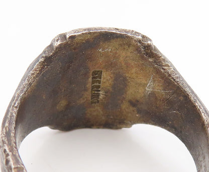 925 Sterling Silver Vintage Ring Antique Summer Shield Band  Sz 11  RG34707
