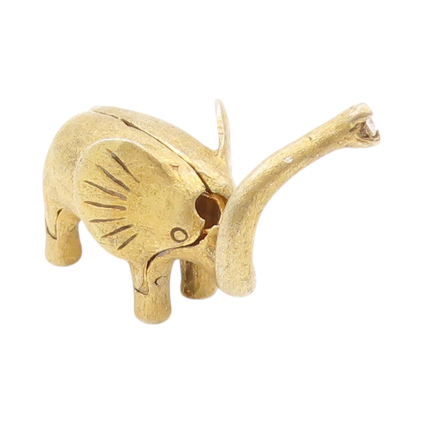 925 Sterling Silver Vintage Pendant Gold Plated Designer CZ Elephant  PT24088