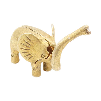 925 Sterling Silver Vintage Pendant Gold Plated Designer CZ Elephant  PT24088