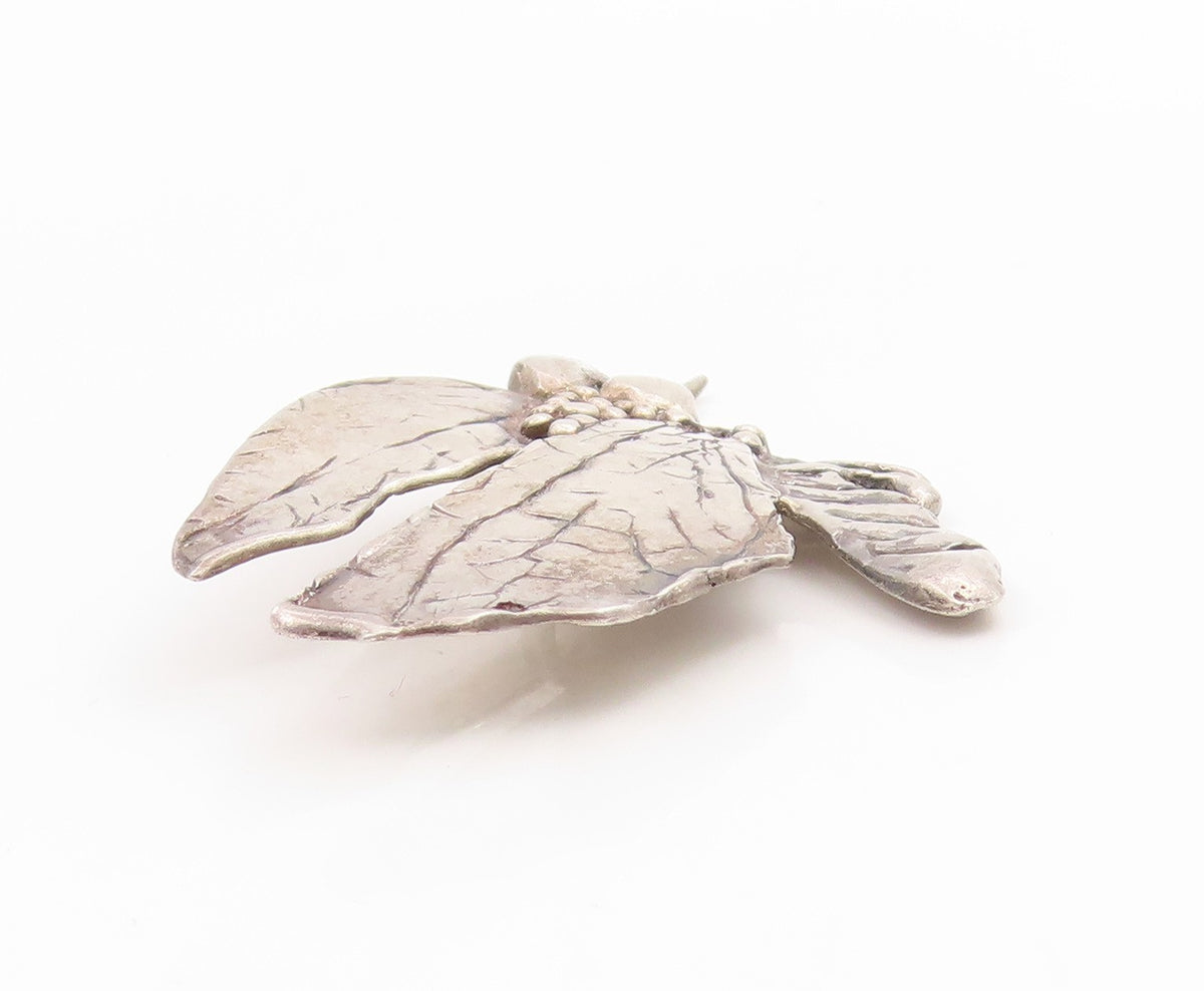 925 Sterling Silver Vintage Pendant Modernist Gothic Moth Motif Charm  PT26171