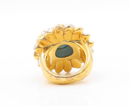 925 Sterling Silver Vintage Ring Gold Plated Larimar Flower  Sz 5  RG32819