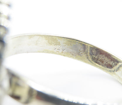 925 Sterling Silver  Cabochon Cut Jasper Round Cocktail Ring Sz 9.5  RG8178