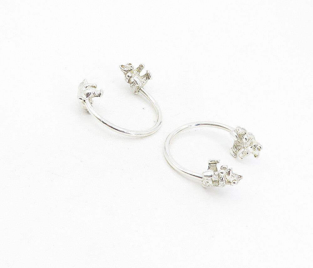 925 Sterling Silver  Vintage 2 Piece Shiny Teddy Bear Key Rings  TR1366