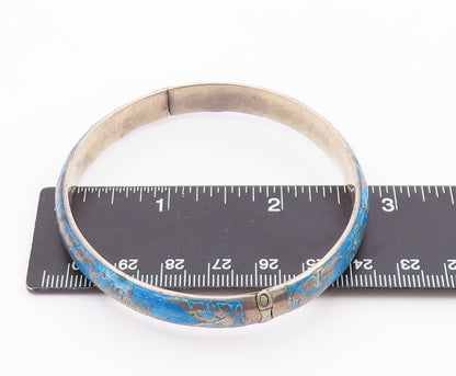 SIAM 925 Sterling Silver  Vintage Enamel Dragon Boat Bangle Bracelet  BT8493
