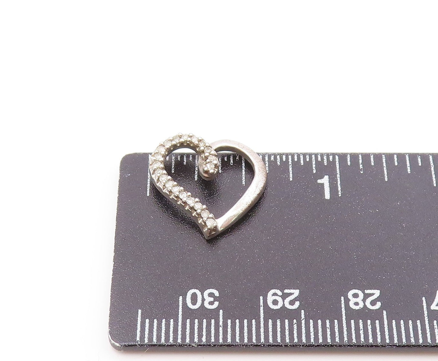 925 Sterling Silver  Vintage Genuine Diamonds Open Love Heart Pendant  PT16210