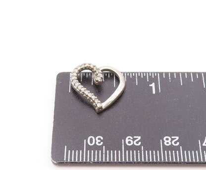 925 Sterling Silver  Vintage Genuine Diamonds Open Love Heart Pendant  PT16210