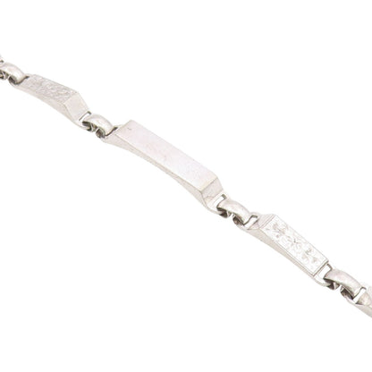 LAMODE 925 Sterling Silver  Vintage Shiny Floral Etched Chain Bracelet  BT8227