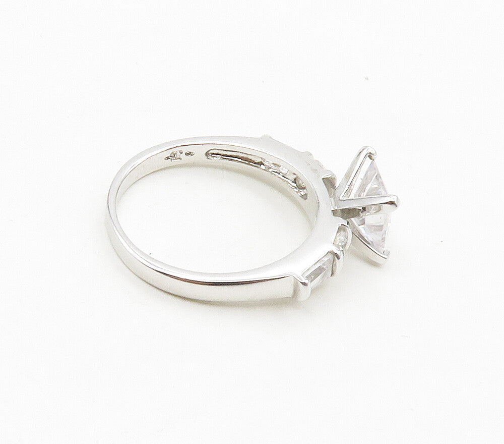 925 Sterling Silver  Cubic Zirconia Solitaire Accent Ring Sz 9.5  RG16479
