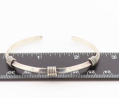925 Sterling Silver Vintage Bracelet Minimalist Wire Wrapped Wide Cuff  BT11563