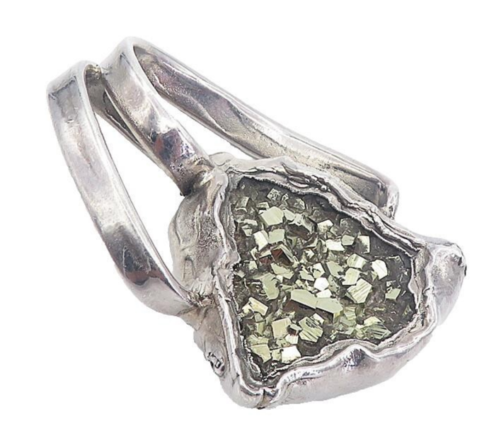 925 Sterling Silver Vintage Gemstone Sculpted Design LARGE Pendant  PT6206