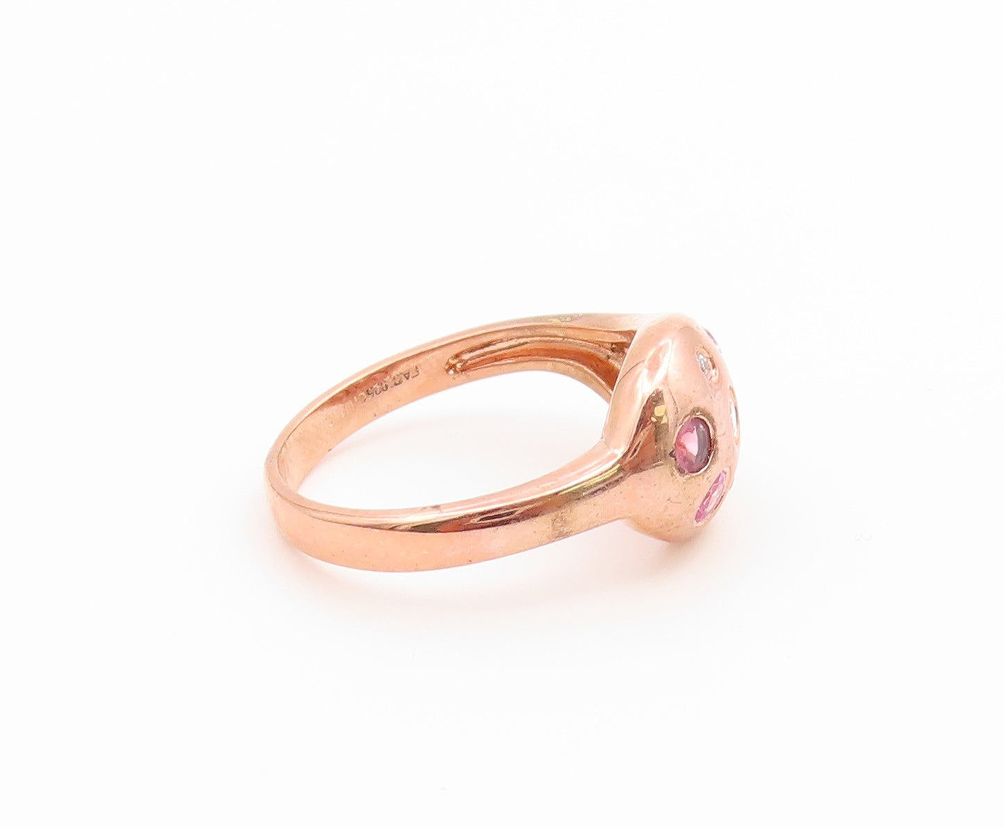 925 Sterling Silver Vintage Ring Gold Plated Classic CZ Pebble  Sz 7  RG36828