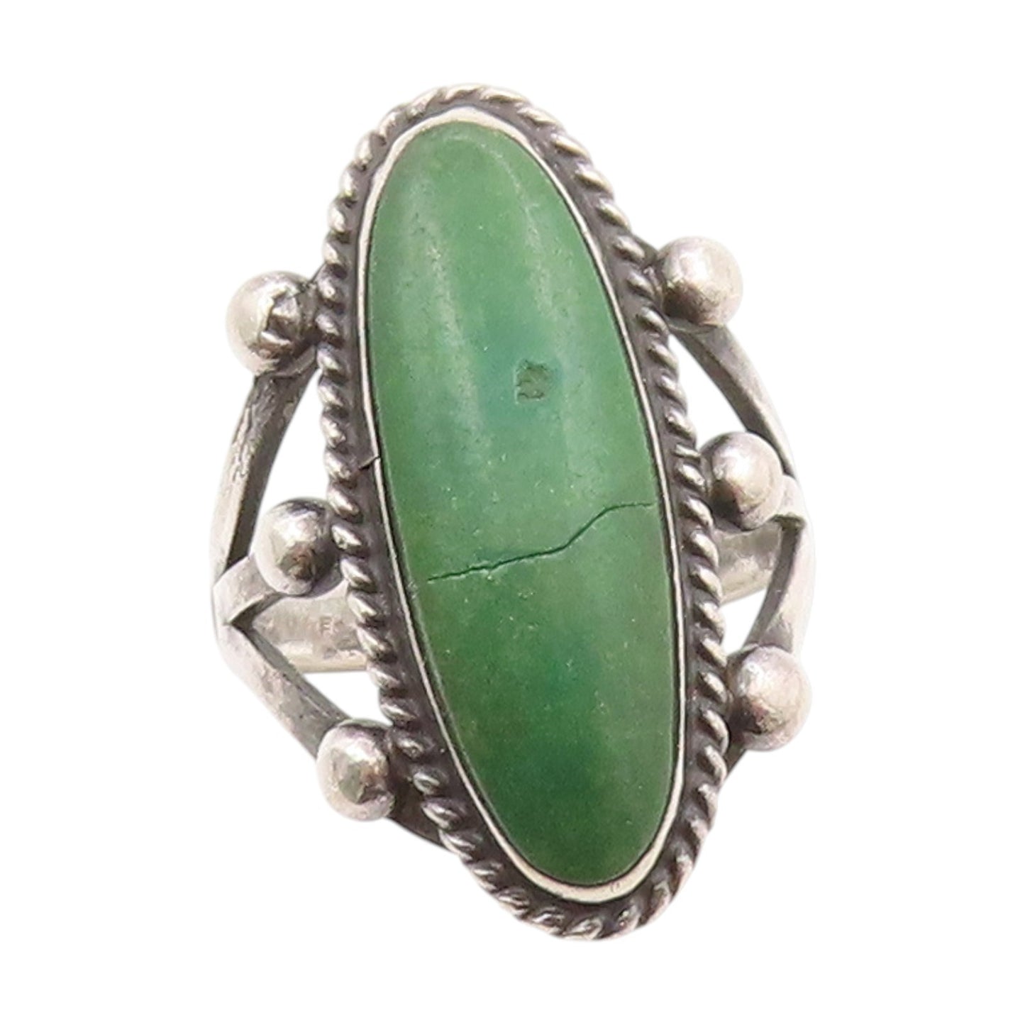 925 Sterling Silver Vintage Ring Turquoise Twisted Rope Edge Band  Sz 6  RG33690
