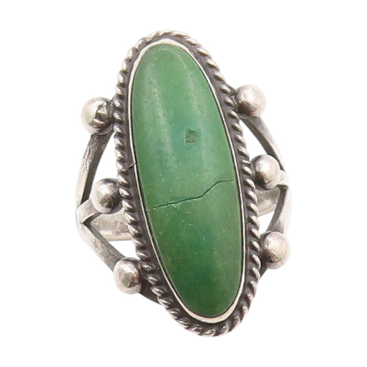 925 Sterling Silver Vintage Ring Turquoise Twisted Rope Edge Band  Sz 6  RG33690