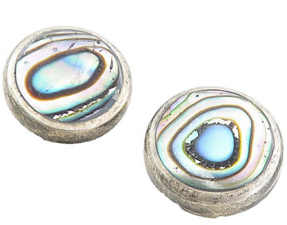 MEXICO 925 Sterling Silver  Vintage Abalone Shell Non Pierce Earrings  EG4248