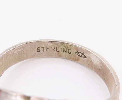 925 Sterling Silver Vintage Ring Designer Carved Alphabet A  Sz 9  RG33311