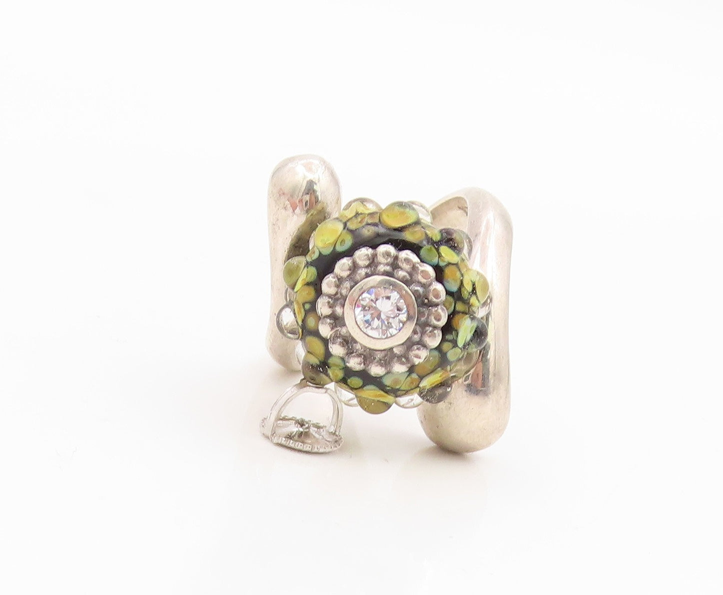 925 Sterling Silver Vintage Ring Classic CZ Glass Bubble Bypass  Sz 7.5  RG34924