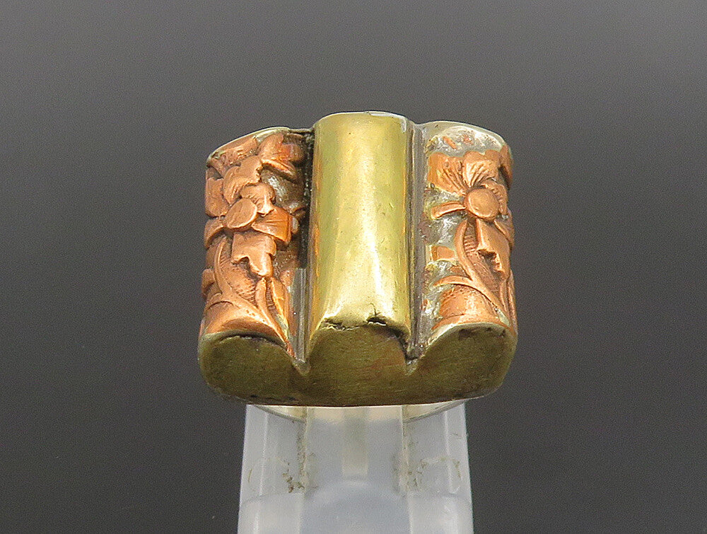 UNCAS 925 Sterling Silver  Vintage Ribbed Two Tone Flower Ring Sz 6.5  RG24665