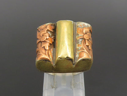 UNCAS 925 Sterling Silver  Vintage Ribbed Two Tone Flower Ring Sz 6.5  RG24665