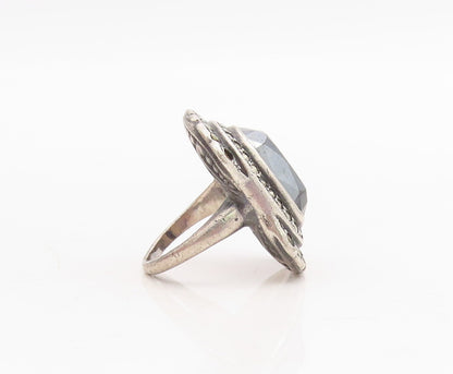 925 Sterling Silver Vintage Ring Dark Tone Victorian Hematite  Sz 3.5  RG31718