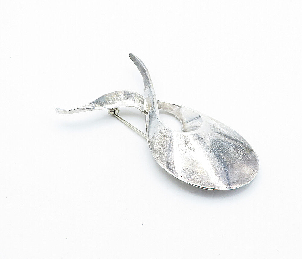 AYSE 925 Sterling Silver  Vintage Shiny Modernist Design Brooch Pin  BP2948